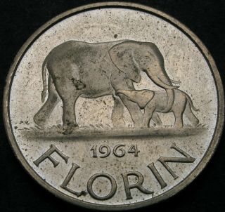 Malawi 1 Florin 1964 Proof - Elephants - 2732