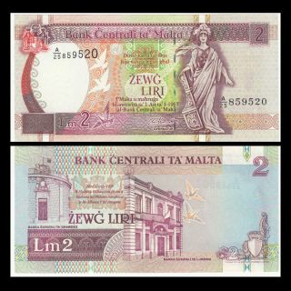 Malta 2 Liri,  1967 (1994),  P - 45,  Banknote,  Unc