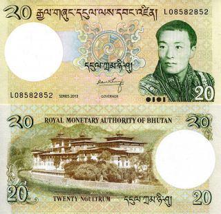 Bhutan 20 Ngultrum Banknote World Money Unc Currency Bill P30b Hybrid Note Asia