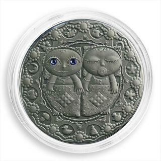 Belarus 20 Rubles,  Zodiac Signs,  Gemini,  Silver,  Zircons,  Coin,  2009