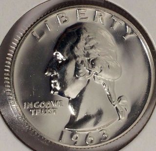 1963 - P 25c Washington Quarter,  17urr2911 " Gem Proof " 90 Silver,  50 Cents Shipp