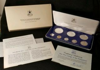 Philippines - 1976 Silver Proof Set - 8 Coins Box & Franklin