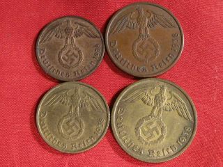 4german Nazi Coins Year Set 1938