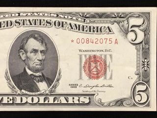 1963 $5 Star Note Red Seal Cu/unc,