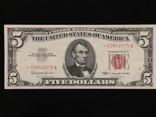 1963 $5 Star Note Red Seal CU/UNC, 3