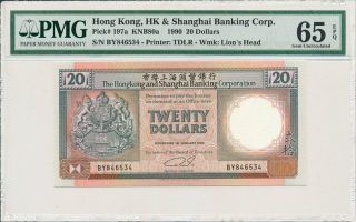 Hong Kong Bank Hong Kong $20 1990 Pmg 65epq
