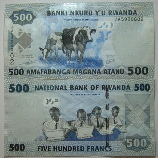Rwanda 500 Francs Banknote,  2013,  P - 38,  Unc,  Africa Paper Money