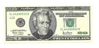 2001 $20 San Francisco Federal Reserve Note Crisp & Uncirculated Banknote 2 Of 2