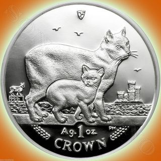 2012 Isle Of Man - Manx Cat - 1 Oz.  999 Bullion Silver Proof Coin,  Box/coa