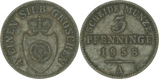 Germany Lippe - Detmold: 3 Pfennig Copper 1858 A Vf