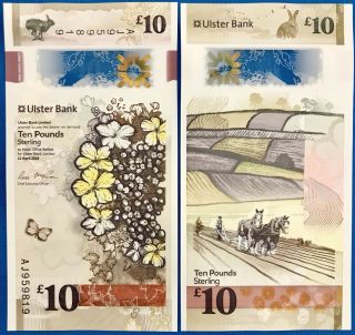 Northern Ireland 10 Pound Ulster Bank 2018 2019 P Polymer Unc