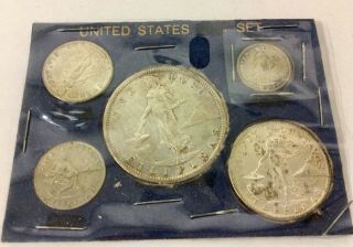 1909 Us - Philippines One Peso Plus 1944 50,  20,  10 & 5 Centavos