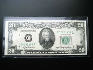 $20 1950 ( (a Chicago))  Federal Reserve Choice Unc Bu Note