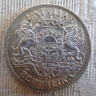 Latvian Latvia 1 Lati Lat Silver Coin (1924)