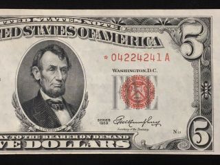 1953 $5 Star Note Red Seal Unc/cu,