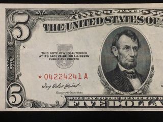 1953 $5 Star Note Red Seal UNC/CU, 2
