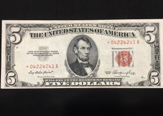 1953 $5 Star Note Red Seal UNC/CU, 3