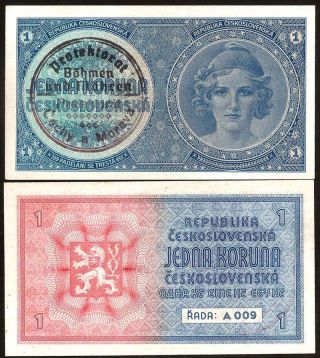 Bohemia & Moravia 1 Koruna 1939 - Unc - Pick 1b