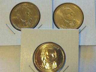 3 Coin Set All 2007 D John Adams Presidential Golden Dollar Bu Gold $1