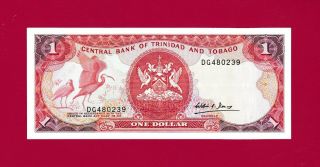 Scarce Trinidad & Tobago 1 Dollar 1985 Unc Banknote (p - 36b) Bird - Oil Refinery