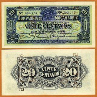 Mozambique,  20 Centavos,  1933,  Portugal,  Pick R29,  Unc