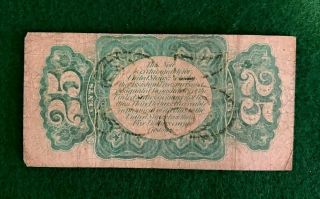 1863 US 25 Cent Fractional Currency Note; 3rd Issue 2