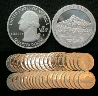 Roll Of 40 2010 - S Proof Mount Hood National Forest Oregon 90 Silver Quarters