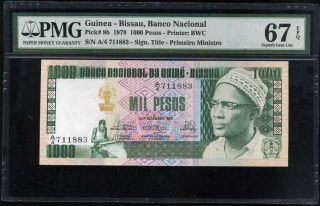 Guinea Bissau 1000 1,  000 Pesos 1978 P 8 Gem Unc Pmg 67 Epq High Nr