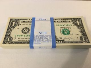 25 Uncirculated $1 One Dollar Bills (total $25) From Bep Pack 2013 Sequential