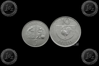 Equatorial Guinea Set 2 Coins 1975: 5 Ekuele,  10 Ekuele Coins 1975 Xf