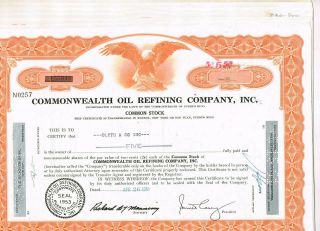 Set 10 Commonwealth Oil Refining Co. ,  Inc. ,  1950s,  Orange,  Vf