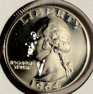 1964 - P 25c Washington Quarter,  18urr1208 Gem Proof " 90 Silver 50 Cents