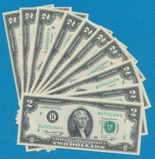 5 - $2.  00 1976 St.  Louis,  5 - N.  Y.  Consecutive Federal Reserve Notes Choice