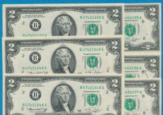 5 - $2.  00 1976 ST.  LOUIS,  5 - N.  Y.  CONSECUTIVE FEDERAL RESERVE NOTES CHOICE 4
