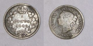 1880 - H Canada Victoria Sterling Silver 5 Cents Inv 372 - 15