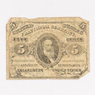 Fr.  1239 5 Cents Fractional Currency 1863 Spencer Clark Green Back " A " Variety