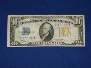 $10 Us Silver Certificate Series Of 1935a North Africa Sn B12731298a U4