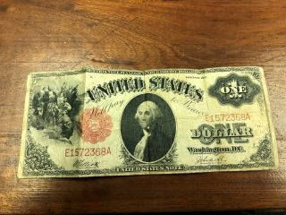 1917 Large $1 One Dollar U.  S.  Note Red Seal.