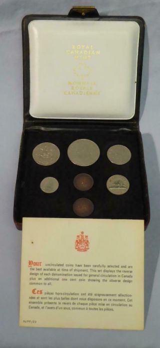 1975 Set Of 7 Coins Of 1975 Royal Canadian And Certificate