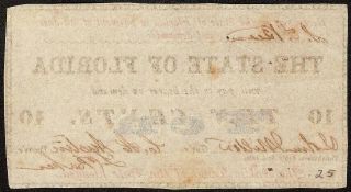1863 STATE OF FLORIDA 10 CENT TALLAHASSEE NOTE FRACTIONAL CURRENCY PAPER MONEY 2