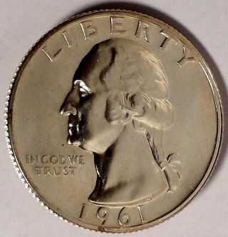 1961 - P 25c Washington Quarter,  17soc1509 " Gem Proof " 90 Silver 50 Cents Shippi