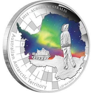 Silver Australian Antarctic Territory Series Aurora Australis 1 Oz Coin 2013