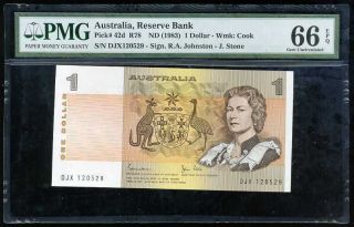 Australia 1 Dollar Nd 1983 P 42 D Gem Unc Pmg 66 Epq Nr