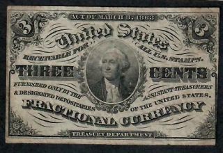 3 Cents Fractional Currency 1863 Fine