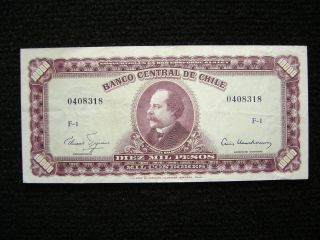 Chile P - 131 1960 10,  000 Pesos Vf,