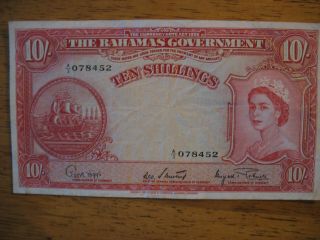 10 Shilling Currency Notes From The Bahamas Currency Note Act Of 1936,  1953?