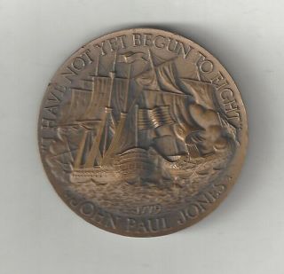 John Paul Jones U.  S Continental Navy Ship Sea Battle Bronze Longines Medal Coin