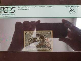Fr.  1232 Second Issue 5 Cent Fractional Currency Pcgs 55