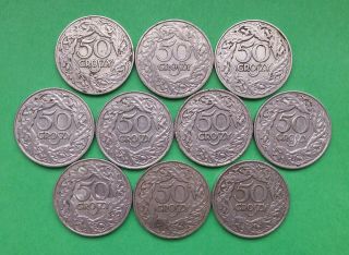 Poland - 50 Groszy 1923 (10 Coins Set)