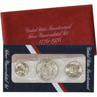 1976 United States Silver 3 - Pc Bicentennial Uncirculated Coin Set